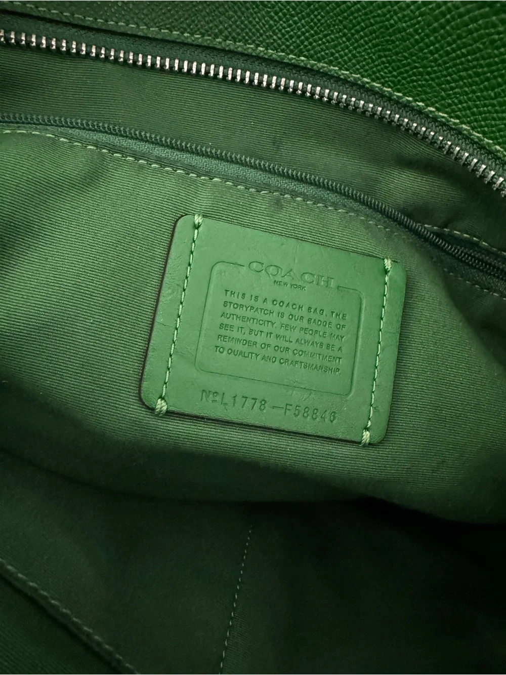 Coach Green Leather Tote with Matching Card Case